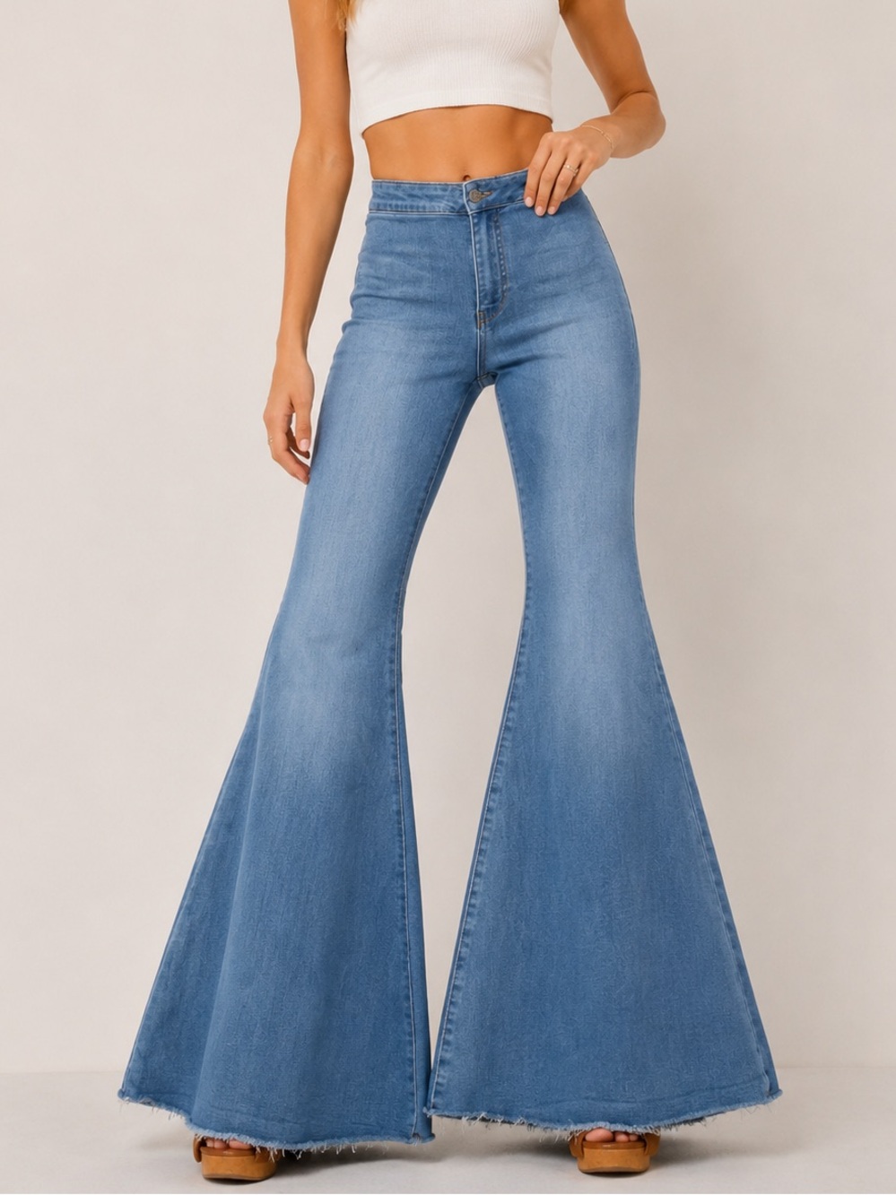 We The Free High-Rise Light Blue Wide-Leg Flare Jeans